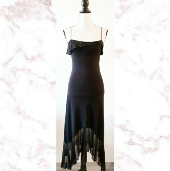 I.N. San Francisco Dresses & Skirts - Beaded Asymmetrical Black Dress
